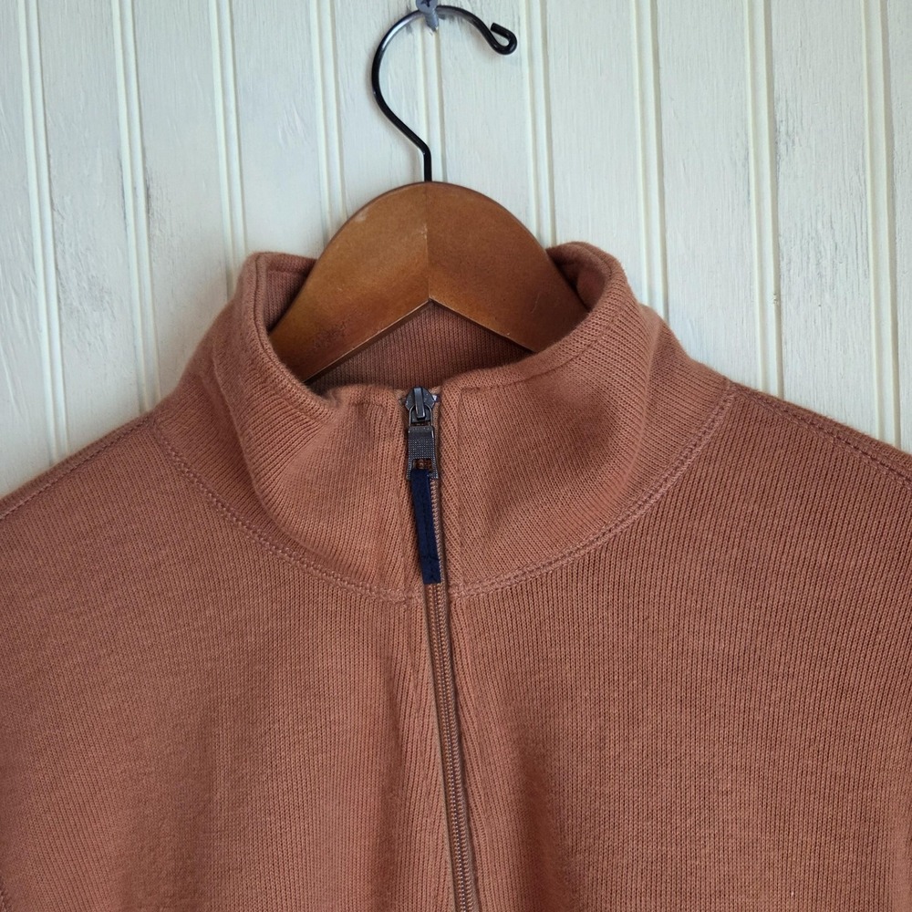 Nautica Sweater Mens Medium Brown Quarter Zip Mock Neck Knit Pullover Pockets